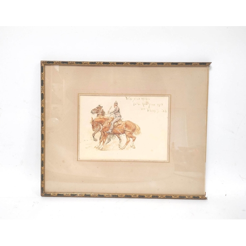 230 - Philip Dadd (British 1880-1916) watercolour of a mounted policeman.Signed and with artists dedicatio... 