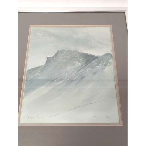 280 - William Bill Peascod (British 1920-1985) mountain scene 'Peresnne Country' acrylic on paper. Signed ... 