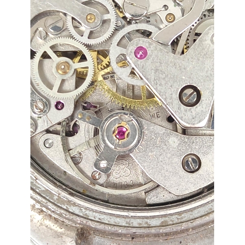 87 - Swiss Emperor 17 jewel chronograph watch, twin pusher, valjoux movement (7733) stainless steel, no s... 