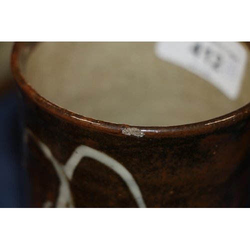 412 - JOHN BEDDING (b1947), a studio pottery footed yunomi tea cup, JR mark to the ring foot, 11cm tall, a... 