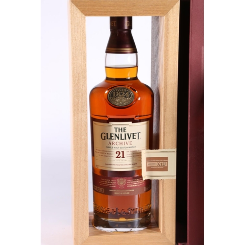 298 - GLENLIVET Archive 21-year-old single malt Scotch whisky, bottle number 0212J, 43% abv. 70cl, boxed, ... 