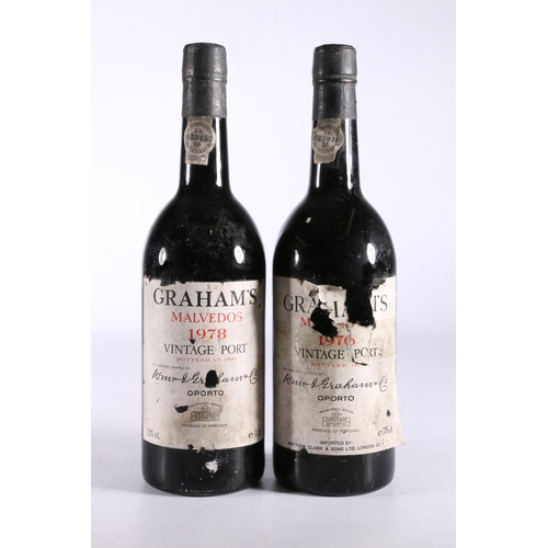 299 - GRAHAMS 1976 Malvedos vintage port, bottled in 1978, 75cl no abv. stated, and GRAHAMS 1978 Malvedos ... 