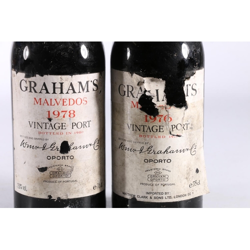 299 - GRAHAMS 1976 Malvedos vintage port, bottled in 1978, 75cl no abv. stated, and GRAHAMS 1978 Malvedos ... 