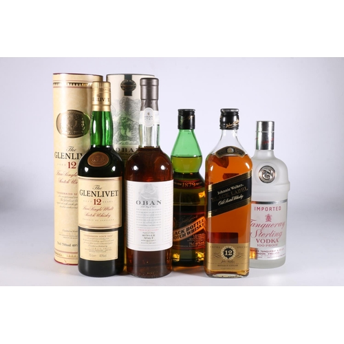 310 - OBAN 14-year-old single malt Scotch whisky 43% abv. 70cl, with tube, THE GLENLIVET 12-year-old singl... 