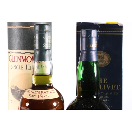 322 - GLENMORANGIE 18-year-old single malt Scotch whisky, old style label with images of the distillery vi... 