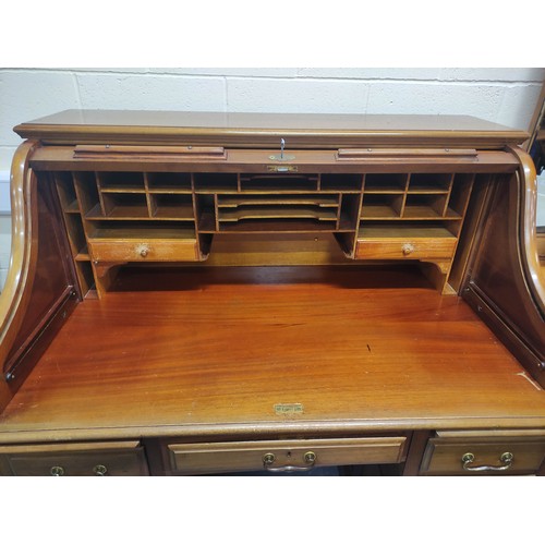 394 - Mid century teak roll top desk.