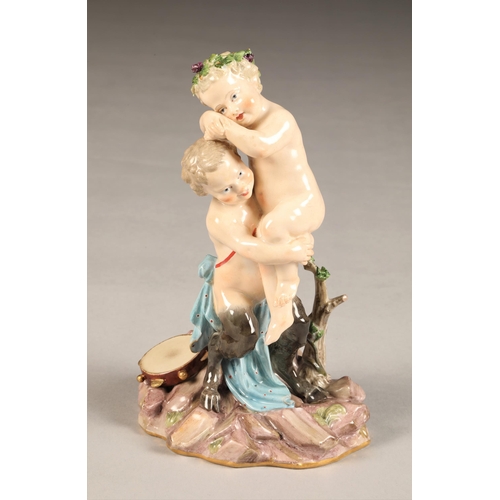 957 - 19th Century German Meissen figure of fauns, height 19cm