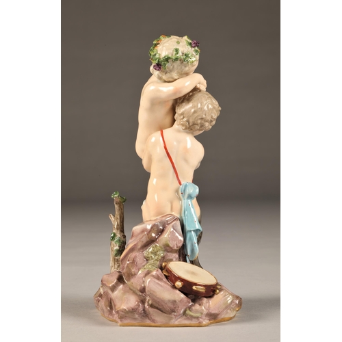 957 - 19th Century German Meissen figure of fauns, height 19cm