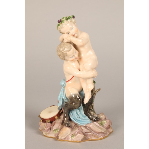 957 - 19th Century German Meissen figure of fauns, height 19cm