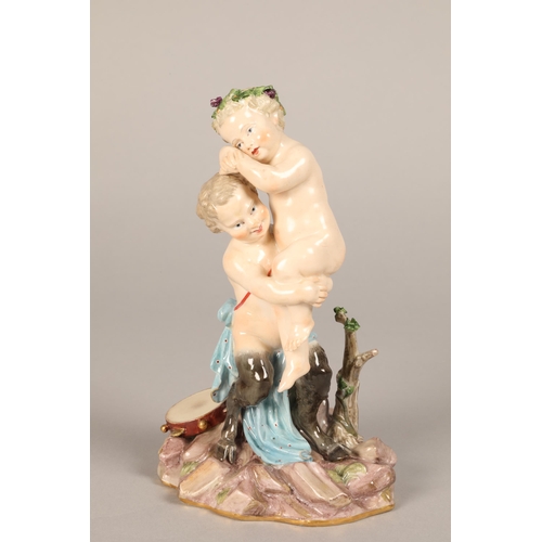 957 - 19th Century German Meissen figure of fauns, height 19cm