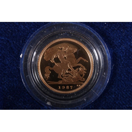 706 - UNITED KINGDOM Queen Elizabeth II (1952-2022) gold proof half sovereign 1987, in Royal Mint issue bo... 