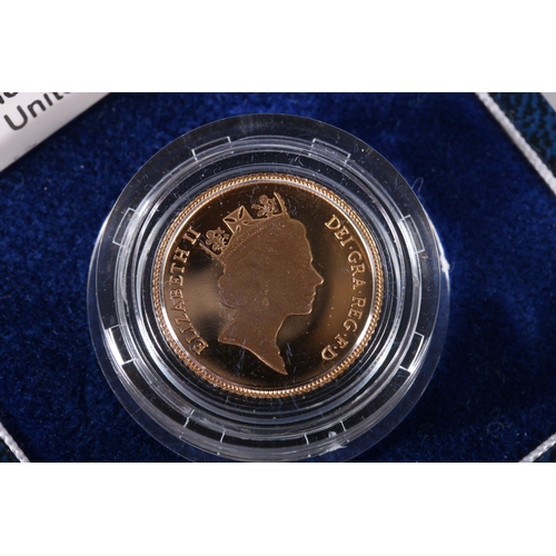 706 - UNITED KINGDOM Queen Elizabeth II (1952-2022) gold proof half sovereign 1987, in Royal Mint issue bo... 