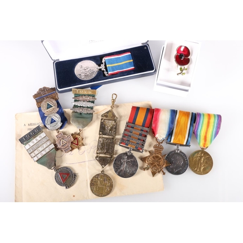 748 - Medals of 8463 and 18453 Private T O'Brien of the Volunteer Company King's Own Scottish Borderers an... 