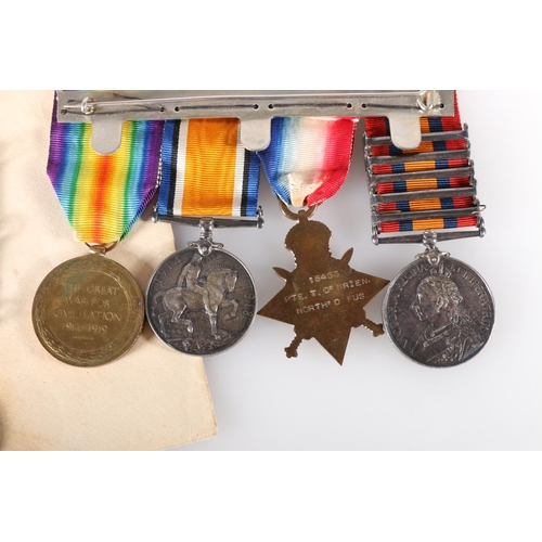 748 - Medals of 8463 and 18453 Private T O'Brien of the Volunteer Company King's Own Scottish Borderers an... 