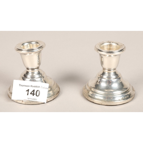 140 - Pair of silver candlesticks, Birmingham 1974