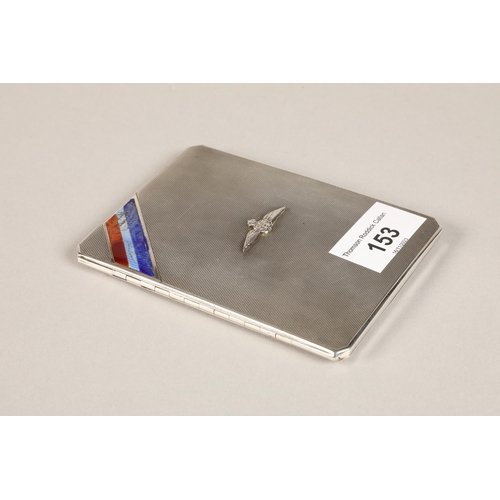 153 - Silver and enamel RAF cigarette case.165 grams