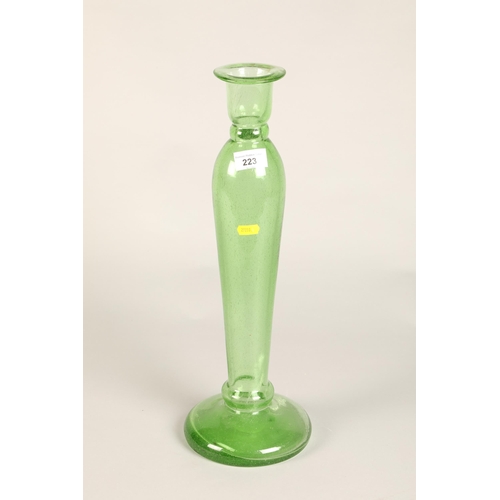 223 - Large blown glass green vase 47cm h