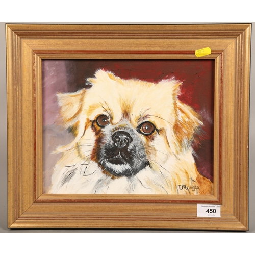 372 - T Milligan ' Chihuhua' oil on canvas, 28 x 23 cm ( 39 x 33 cm incl frame)