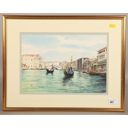 388 - Oswald Swindelhurst ' Rialto Venice' watercolour on paper, signed and dated 1989, 35 x 25 cm ( 50 x ... 