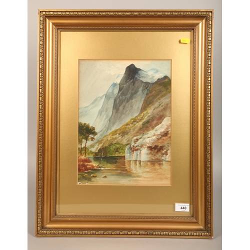 409 - James Finney, 1925, watercolour of a mountain landscape, 35cm x 26cm