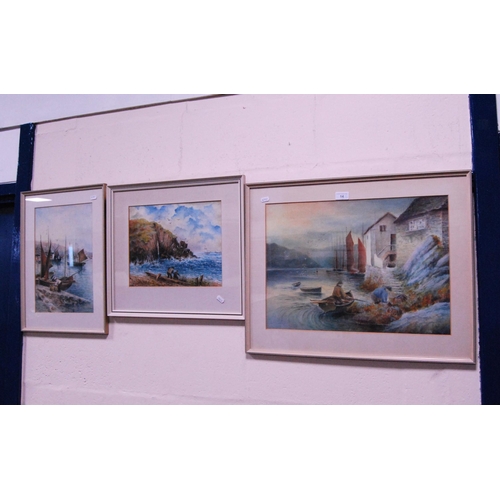 14 - Agnes Beattie'Mill Bay' and two other similar scenesWatercolours.  (3)... 