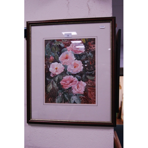26 - Jean JonesStill life of pink rosesWatercolour.