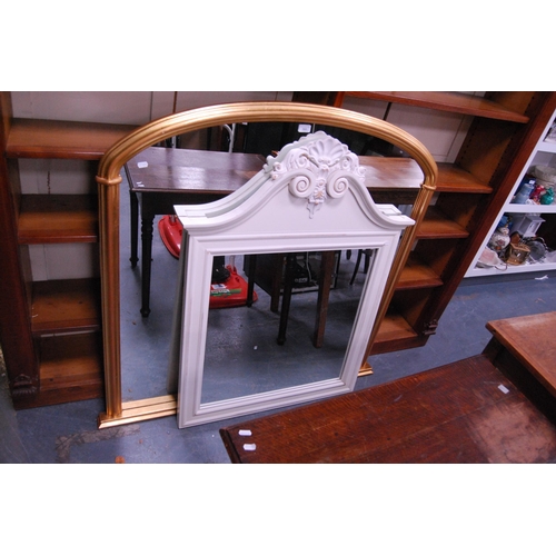 360 - Reproduction Victorian-style overmantel mirror and a modern French-style overmantel mirror.  (2... 