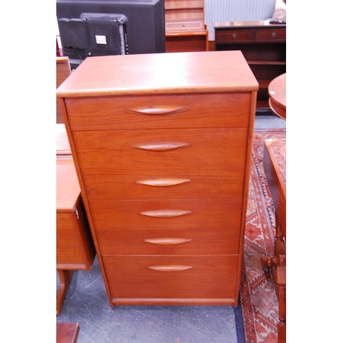 406 - Retro teak dressing table and a similar teak chest of six drawers.