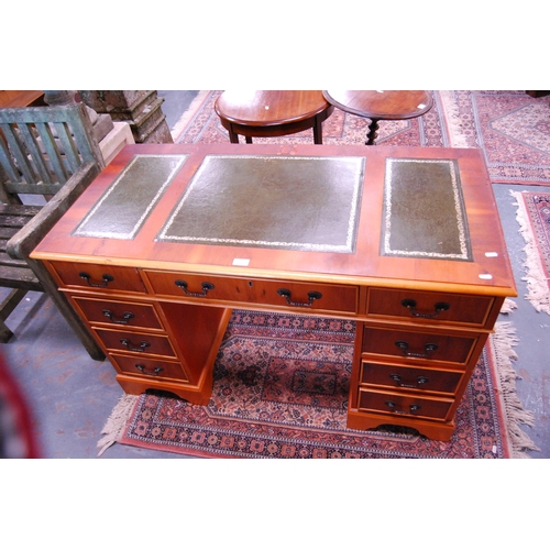 430 - Modern yew wood kneehole desk.