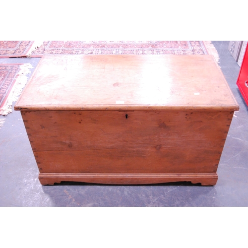 431 - Antique pine blanket chest with metal carry handles.