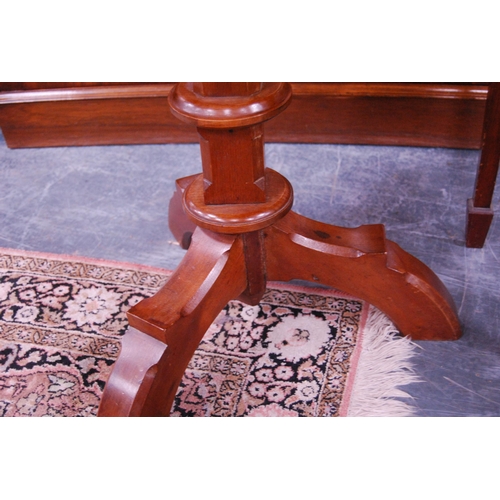 432 - Victorian-style mahogany octagonal table and an inlaid mahogany demi-lune table.  (2)