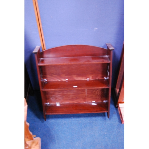 465 - Pine wall rack with drawers and a mahogany wall shelf.  (2)