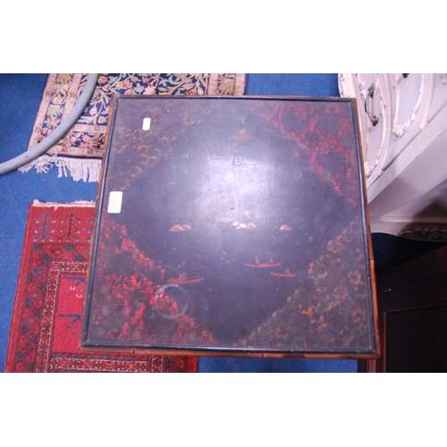 469 - Antique Japanese bamboo occasional table with lacquered top.