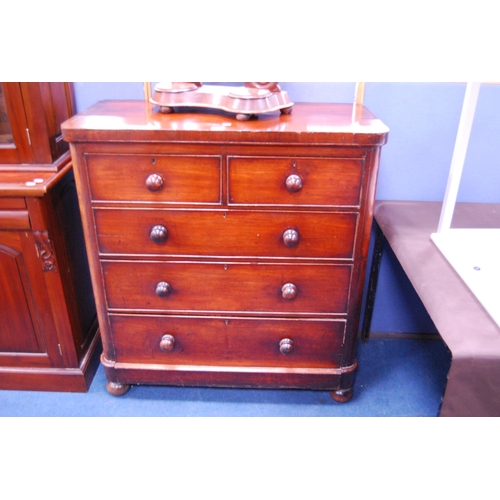 471 - Victorian mahogany chest of two short and three long drawers.