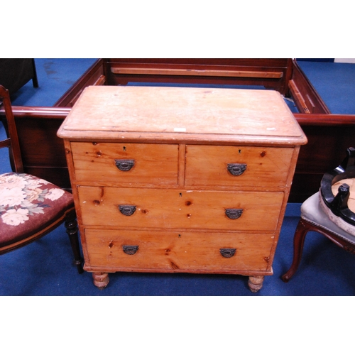 473 - Late Victorian pine chest of two short and two long drawers.