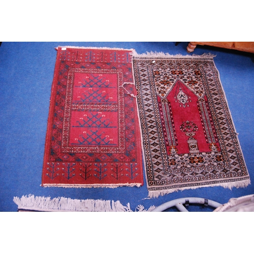 475 - Turkish/Afghan hand-knotted rug on red ground and another Turkish-style rug.  (2)