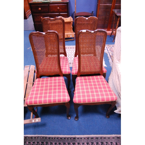 478 - Set of four French-style parlour-type chairs with bergère cane back rests.