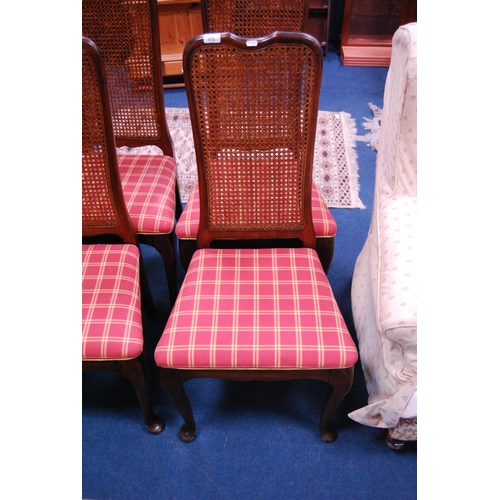 478 - Set of four French-style parlour-type chairs with bergère cane back rests.