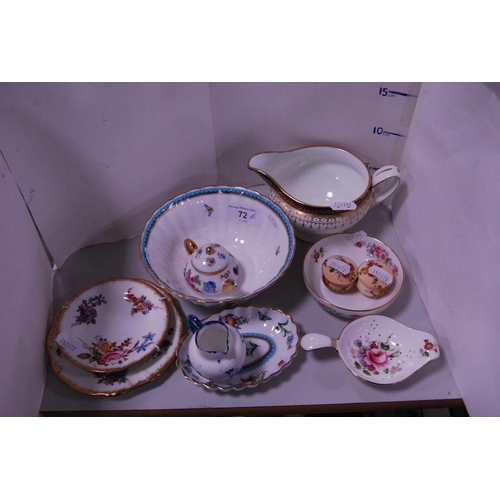 72 - Group of decorative antique porcelain to include a pair of Royal Worcester miniature bowls and cover... 