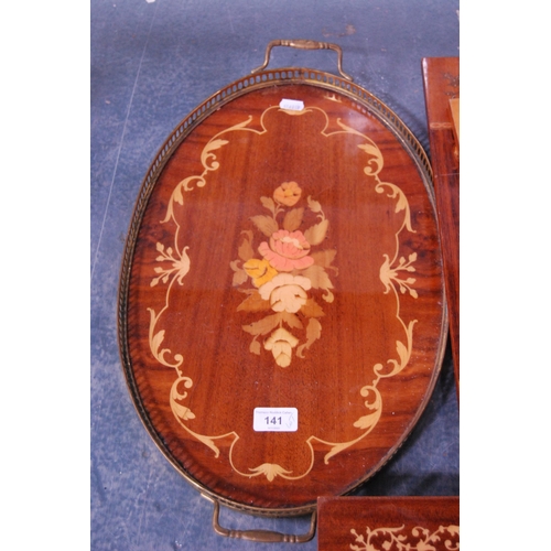 141 - Italian-style laminated tray and parts from a similar sewing table.