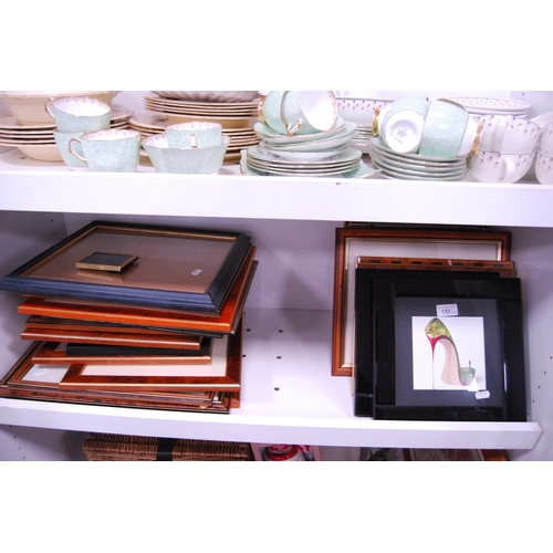 153 - Collection of modern prints and frames (one shelf).