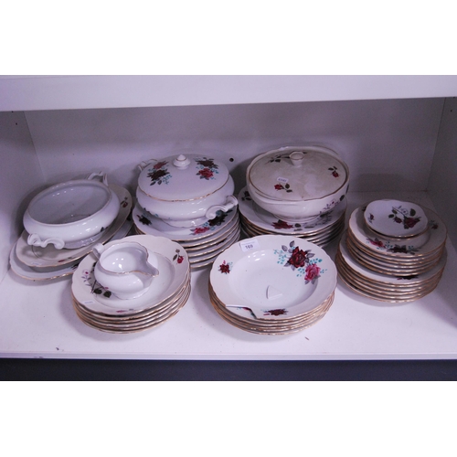 169 - Floral decorated part dinner set (one shelf).