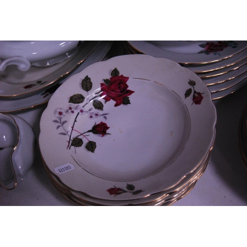 169 - Floral decorated part dinner set (one shelf).