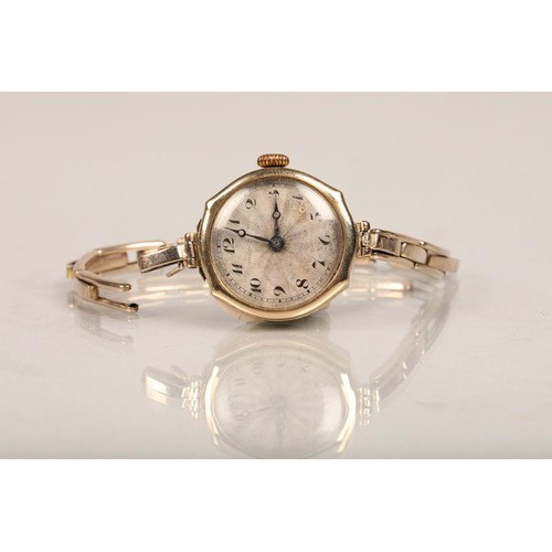 72 - Ladies 9 ct gold wrist watch, strap broken.total weight 17.7 grams