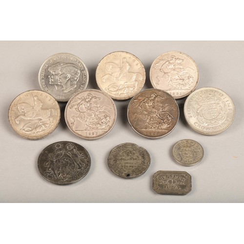 73 - Bag of crowns and other coins