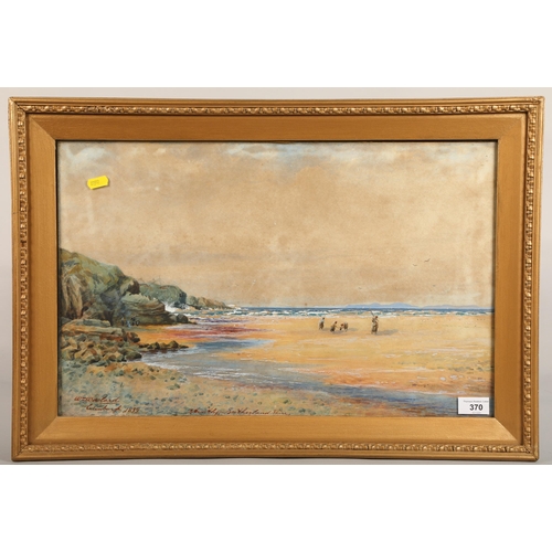 370 - William Woolard, R.S.W. Edinburgh 1899 watercolour of figures on a beach