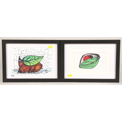 415 - Elizabeth Cornwell, three framed original artworks