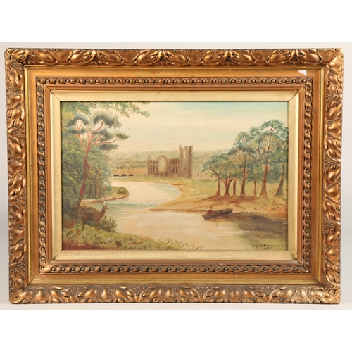 434 - J. Armstrong, two gilt framed oil on canvas (2)