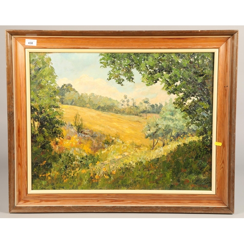 438 - Kay Robson framed landscape and another oil on board unframed