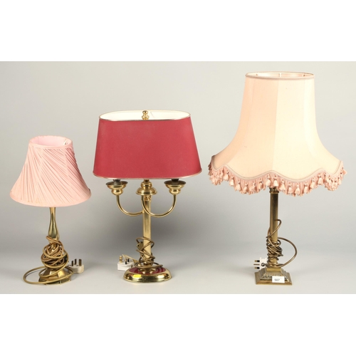 507 - Three various brass table lamps (3)